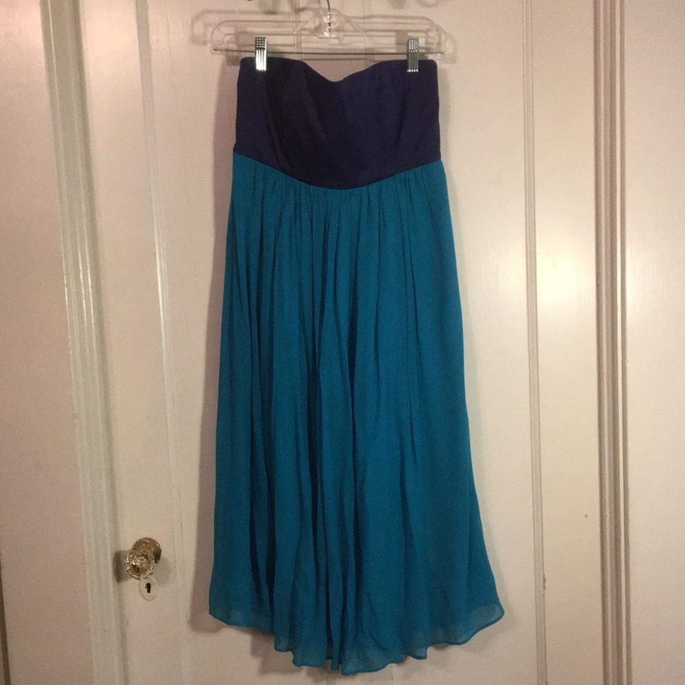 Navy and Turquoise strapless dress. Worn once!